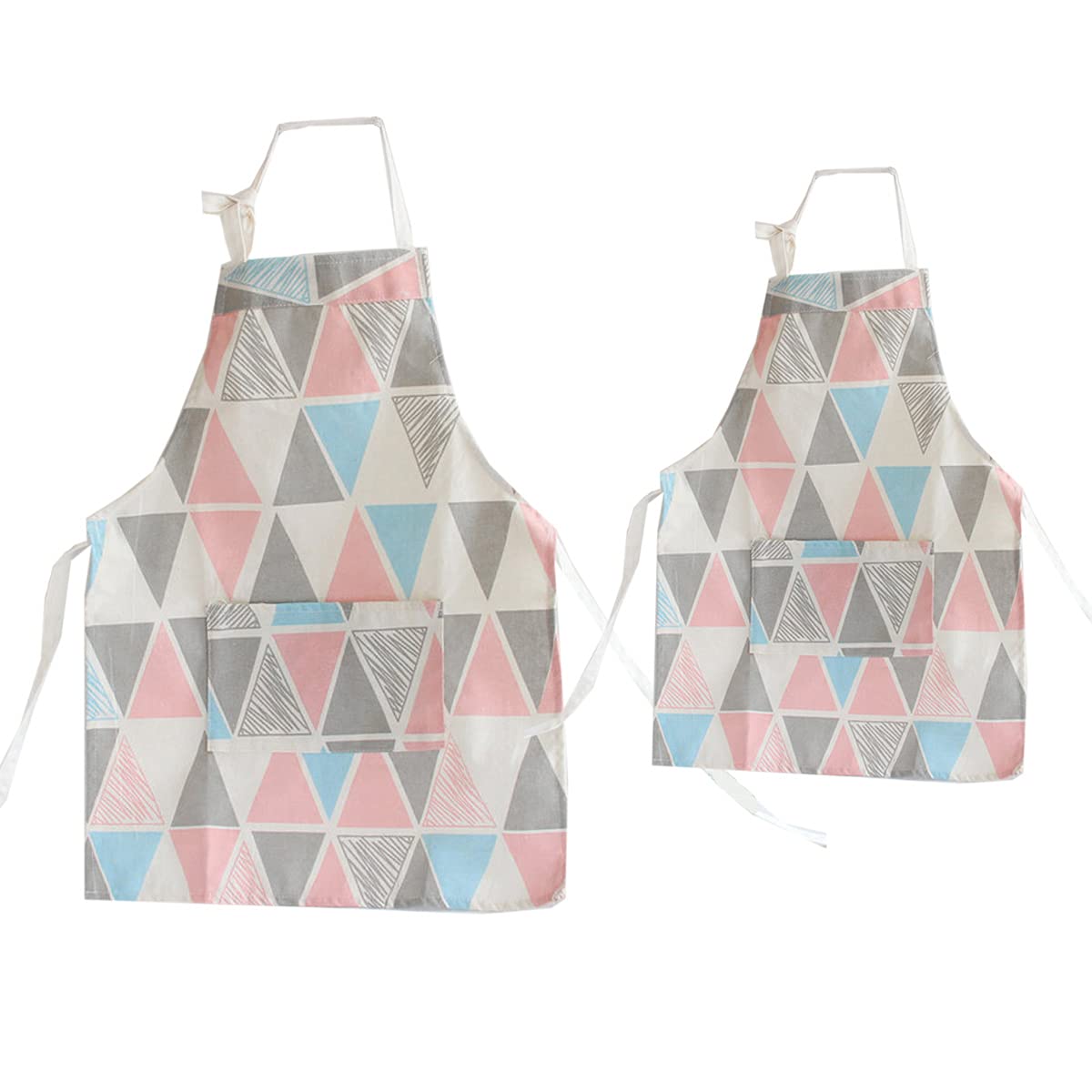 Eyands Parent and Child Cooking Apron - Cotton & Linen Mum and Kids Apron with Pocket, Cooking Baking Gardening Kitchen Apron(Triangle)
