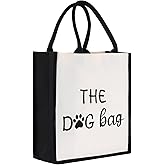 SilTriangle Dog Tote Bag for Women, Printed Design Canvas Reusable Dog Shopping Bag, Spacious 13.4x11.8x5.1 Inches, Ideal Gift for Doggie Lovers Owners, Christmas