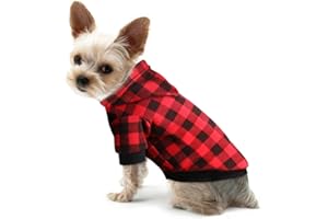 BLAOICNI Plaid Dog Hoodie Sweatshirt Sweater for Small Dogs Cat Puppy Clothes Coat Warm and Soft(S)