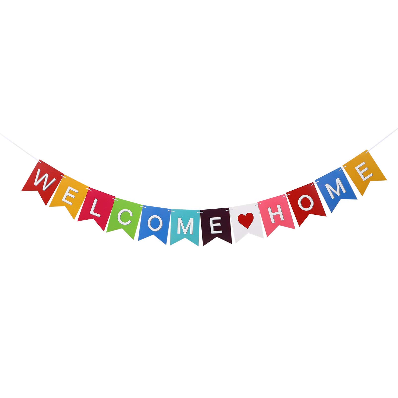 Amosfun Welcome Home Banner Paper Colorful Welcome Back Home Decorations Sign Hanging Bunting Sweet Home Decor for Welcome Party Baby Shower Wedding
