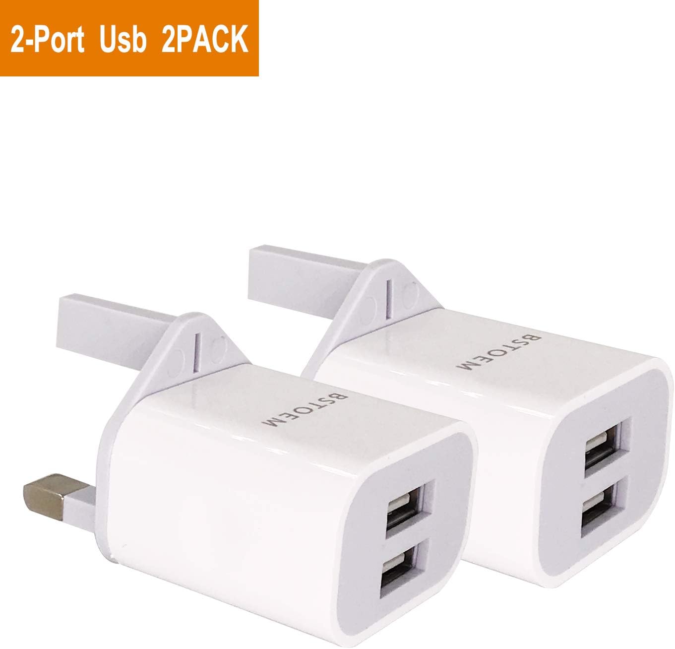 BSTOEM Charger USB Plug 2Pack 2 Ports 2.1A Multi USB Charger Compatible With IPad IPhone XR/X/8/7/6/6s Plus/SE/5c Android Samsung Galaxy Note 8 Tablet Kindle More