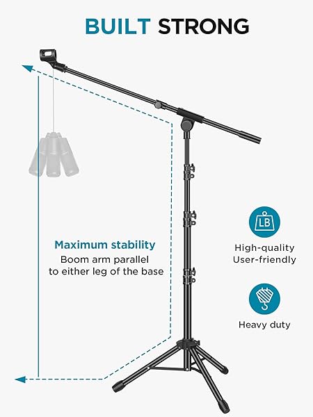 INNOGEAR MICROPHONE STAND, TRIPOD BOOM ARM FLOOR MIC STAND HEIGHT ADJUSTABLE HEAVY DUTY WITH CARRYING BAG 2 MIC CLIPS 3/8″ TO 5/8″ ADAPTER FOR SINGING PODCAST FOR BLUE YETI SHURE SM58 SM48 SAMSON Q2U