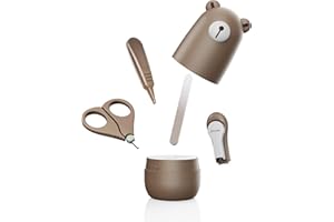 FACEWEGEN Baby Nail Clippers Set, Baby Nail Kit with Cute Case, Infant Manicure and Pedicure Health Grooming Care Can for Newborn, Kids and New Parents As Shower Gifts (Bronze Bear)