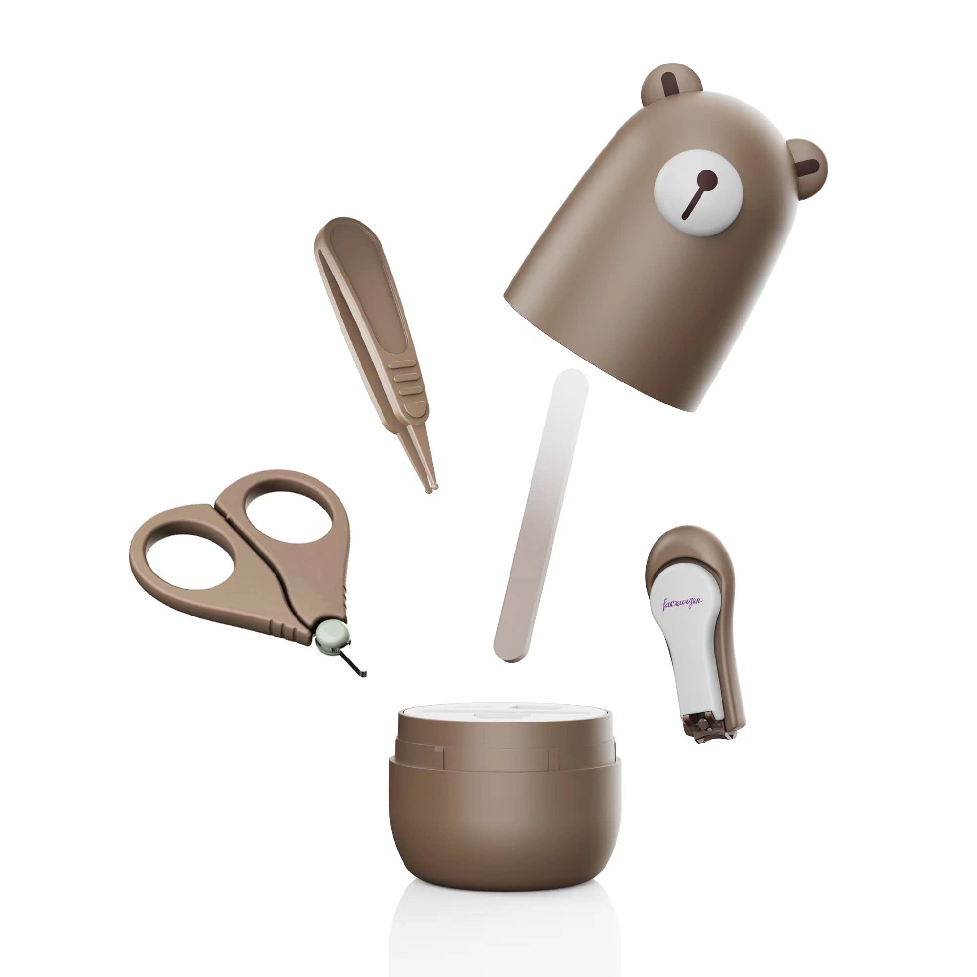 Baby Nail Clippers Set, Baby Nail Kit with Cute Case, Infant Manicure and Pedicure Health Grooming Care Can for Newborn, Kids and New Parents As Shower Gifts (Bronze)