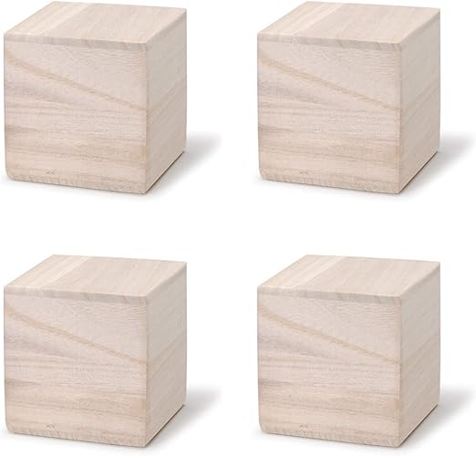 Unfinished Wood 3.5" X 3.5" Unfinished Hollow Wood Cubes