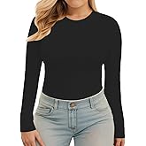 VISLILY Plus-Size-Long-Sleeve-Undershirt for Women Tight Fitted Underscrubs Shirts Lightweight Thermal Basic Tops Tee XL-5XL