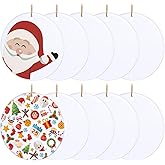 10 Pieces Sublimation Ornament Blanks Bulk Ceramic Discs for Heat Press Printing White Round Porcelain Ornament for Crafting DIY Personalized Christmas Ornaments Home Decor Keepsake Gift