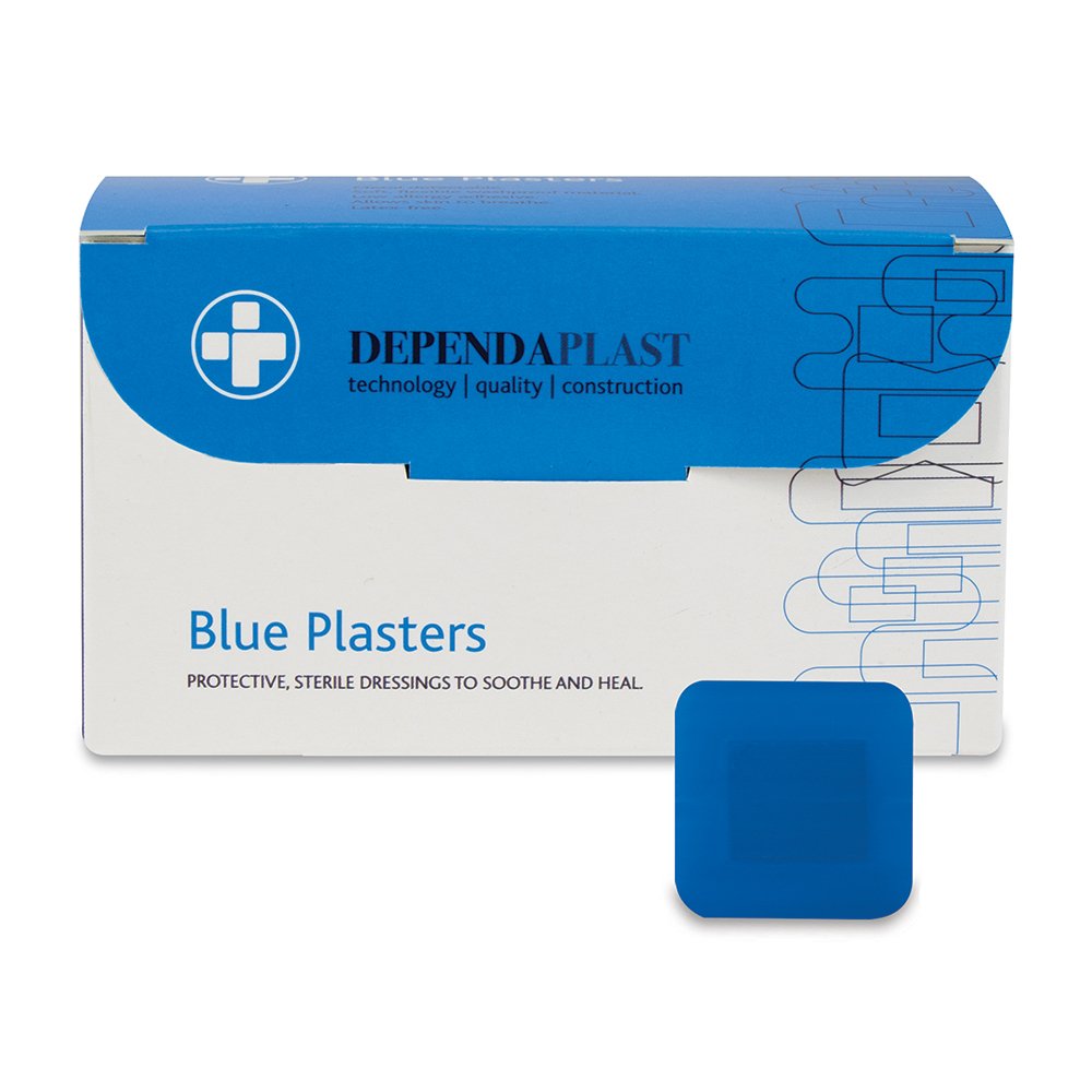 Dependaplast REL541 Food Area Plaster, 4 cm x 4 cm, Blue (Pack of 100)