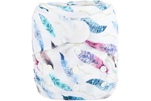 SIGZAGOR Baby Pocket Cloth Diaper Nappy Hook and Loop (Feather Breeze)