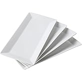 Feenmai 12" Serving Platters Set of 4, White Rectangular Plates, Ceramic Serving Tray, Stackable Large Party Plates for Appetizer, Dessert, Steak, Sushi, Housewarming Gift, Oven Dishwasher Safe