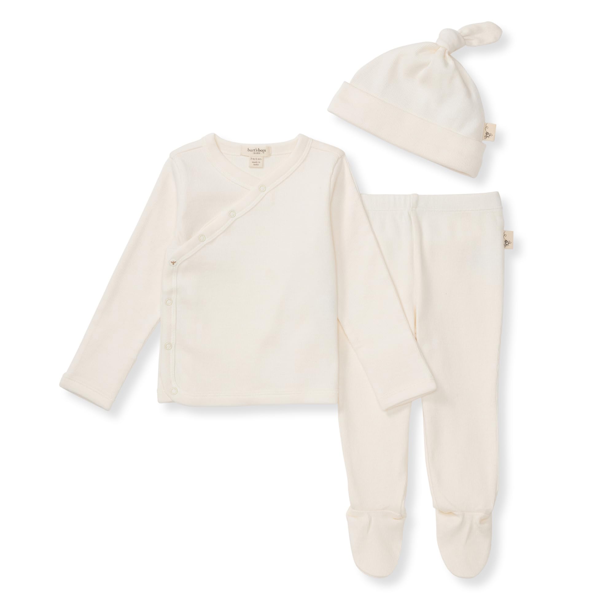 Burt's Bees Baby Unisex Baby Take Me Home Set, 3-Piece Top, Pant, and Hat Bundle, 100% Organic Cotton