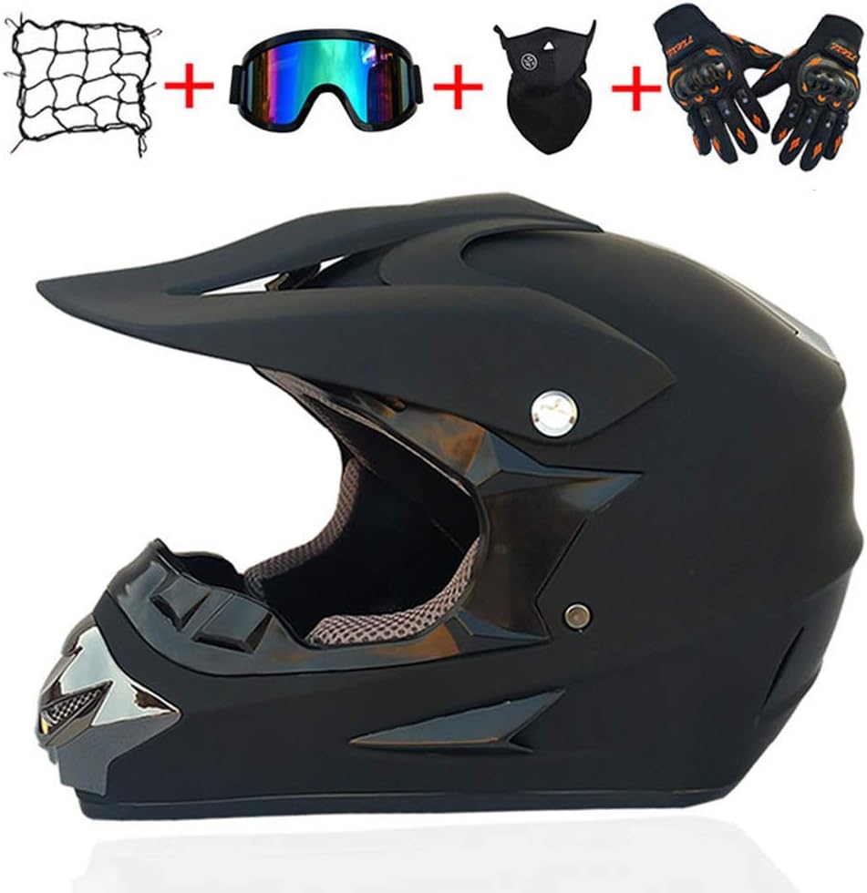 Motocross Helmet Beach Racing Helmet Mountain Bike All-Around Helmet Adult Men And Women (Gloves, Goggles, Masks, Set Of 4)
