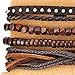 Mix of 4 Brown Wrap Bracelets for Men and Women, Multi-strand Wood Beads Rivets Leather Wristbands