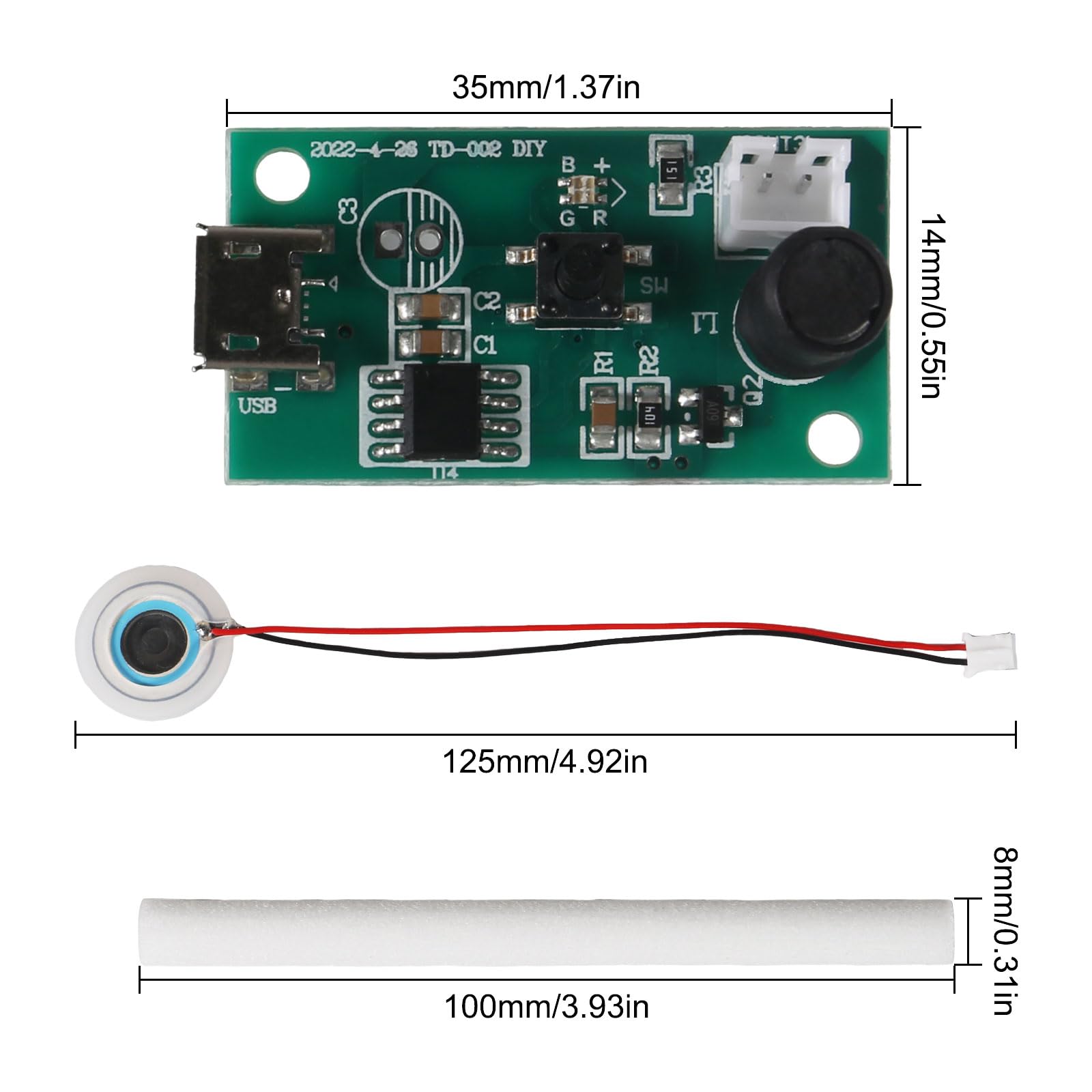 XIITIA 3pcs 5V USB Humidifier Atomization Module Driver Board, USB Spray Module Circuit Board Atomization Module Atomization Plate Circuit Board for Home for Family and DIY Experimental Equipment