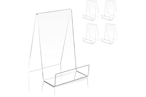 TRIMOU Clear Acrylic Book Stand with Ledge Clear Acrylic Book Display Easel, Display Stand for Displaying Books Pictures Albu