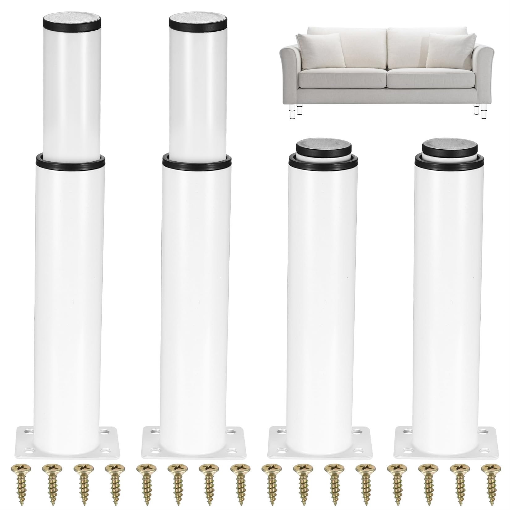 YITYDaMai 4 Pcs Adjustable Furniture Legs, Metal Adjustable 0-140 mm Kitchen Sofa Table Chair Desk Cupboard Cabinets Replacement Legs Feet Support for Cabinet Furniture Office Furniture Sofa - White