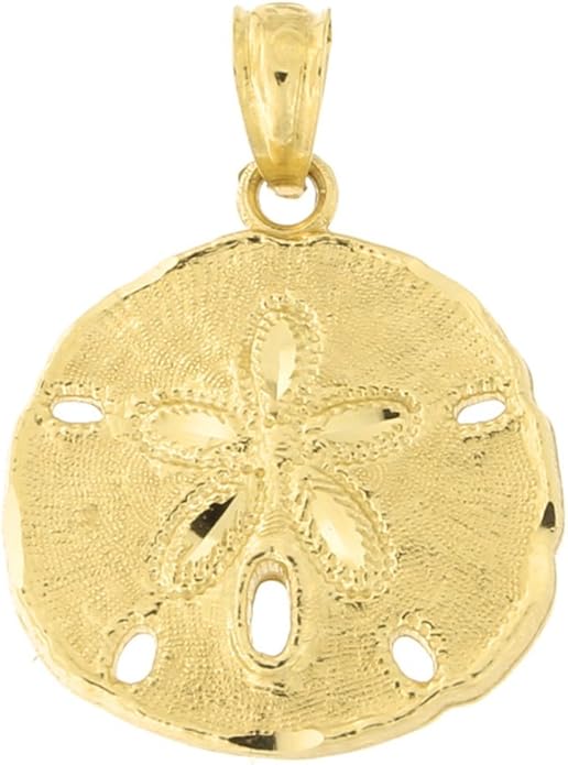 14k Yellow Gold Large Sand Dollar Pendant Amazon.co.uk Jewellery