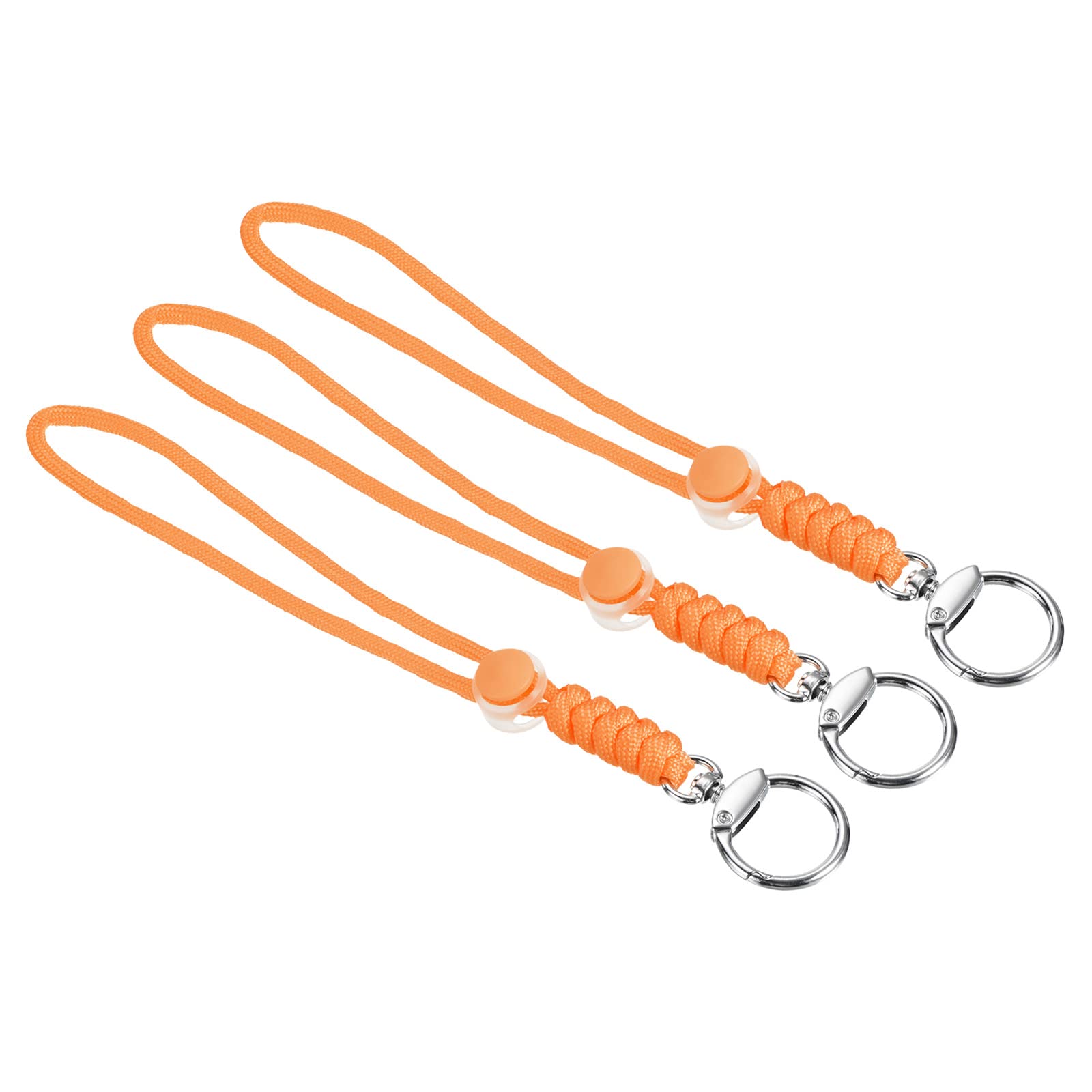 PATIKIL Paracord Lanyard with Clasp 9 Inch, 3 Pack Wrist Keychain Cord Metal Hook Strap for Keys Whistle ID Card Badge Holder, Orange
