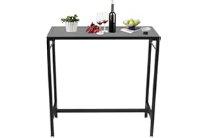 MIMODA Outdoor Bar Table 39'' Patio Table Pub Height Dining Table for Narrow Space, Living Room, Sturdy Metal Frame, Easy to Set Up, Black