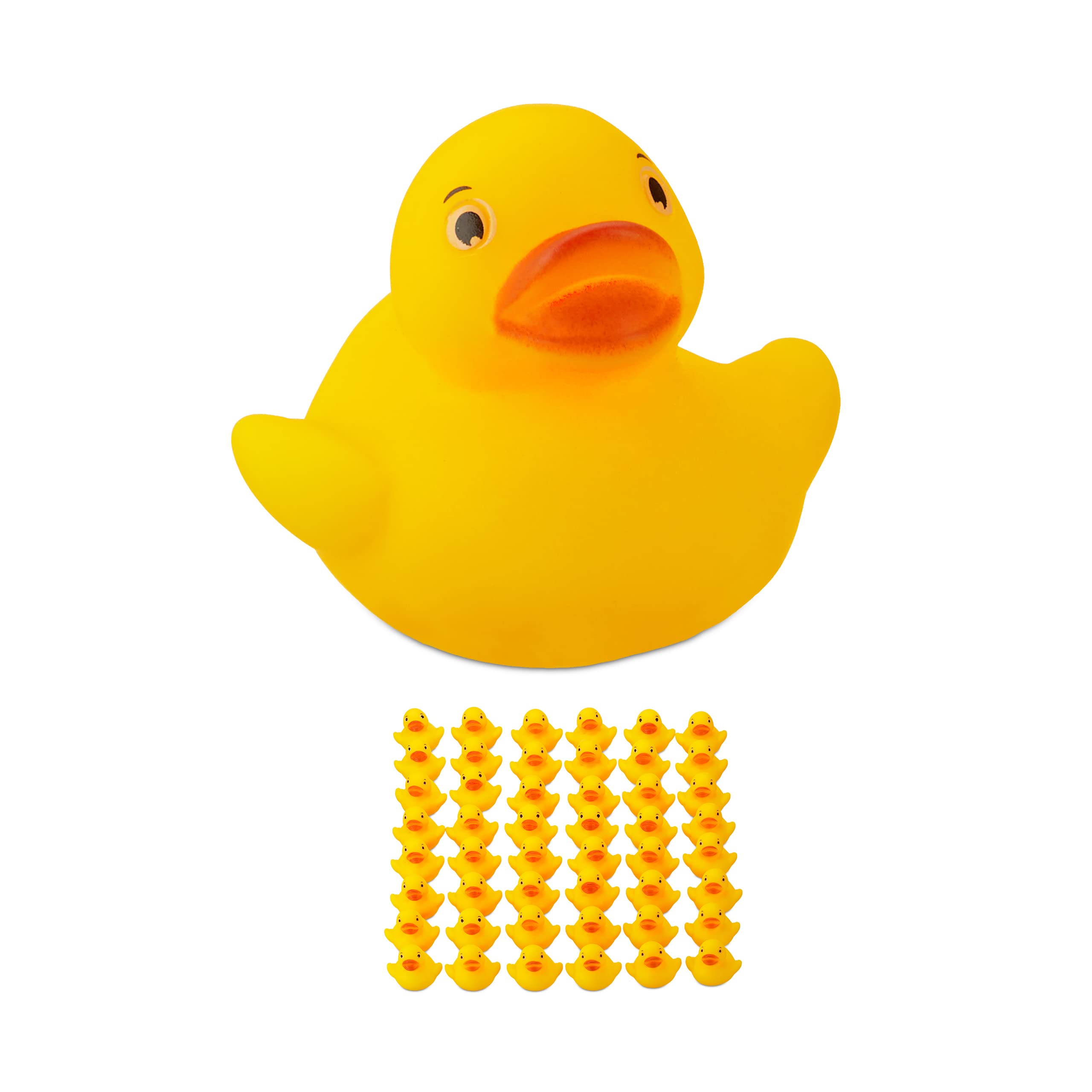Relaxdays Set of 48 Rubber Ducks, Squeaky Ducks for the Bathtub, Bathing Fun & Decoration, 3.5 cm, Yellow