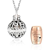Gredstar Vintage Hollow Flower Urn Necklace for Ashes Forever in my heart Memorial Locket Pendant Jar Keepsake Cremation Jewelry