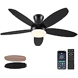 BYKISTOK 48 Inch Ceiling Fan with Light, Black