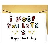 PUGAILA Funny Birthday Card Gift for Dog Mom Dad Parent, Cute Dog Owner Lover Birthday Card for Him Her, Happy Birthday Cards From Puppy Pet,I Woof You Lots Card for Men Women