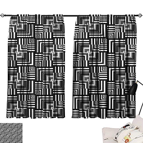 Josepsh Black And White Print Darkening Curtains Geometric Op Art