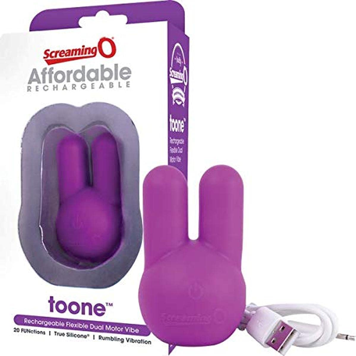 Screaming O Charged Toone Rechargeable Flexible Dual-Motor Vibrator, Purple