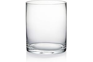 WGVI WGV Cylinder Vase, Diameter 5", Height 6", Clear Glass Floral Planter Container, Floating Candle Holder for Wedding Party Event Home Office Decor, 1 Piece