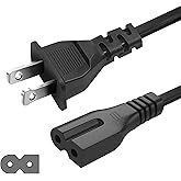 2 Prong Polarized 5Ft Power Cord C7 Connector AC Power Cable Replacement for Vizio D-E-M Series TV, Sewing Machine, PlayStation PS1/PS2, Sony, Bose, Brother, Singer