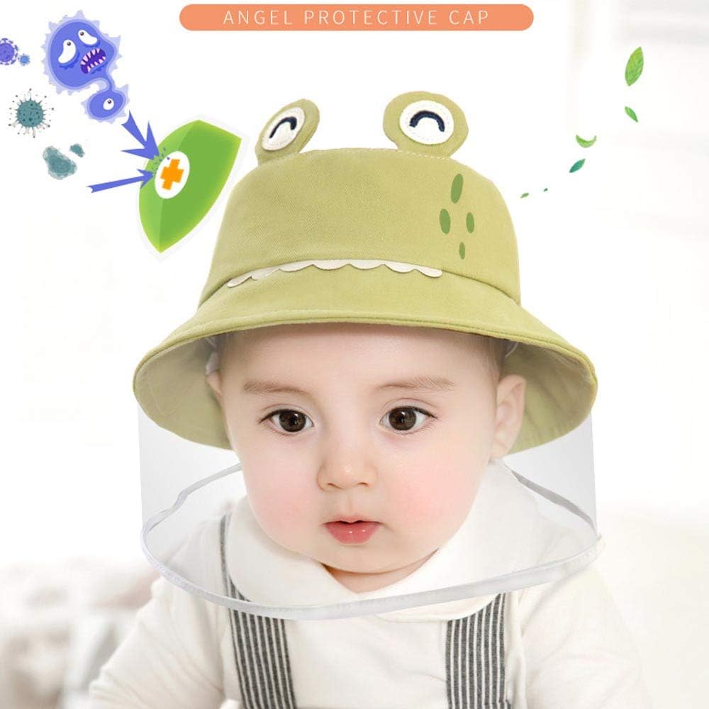 Kids Isolation Protective Hat Visor Fisherman Hat, Safety Face Shield for Children Anti-Saliva Anti-Fog Mask Anti-spitting Splash Waterproof Dust-proof (46 yards(4-12 months), Green)