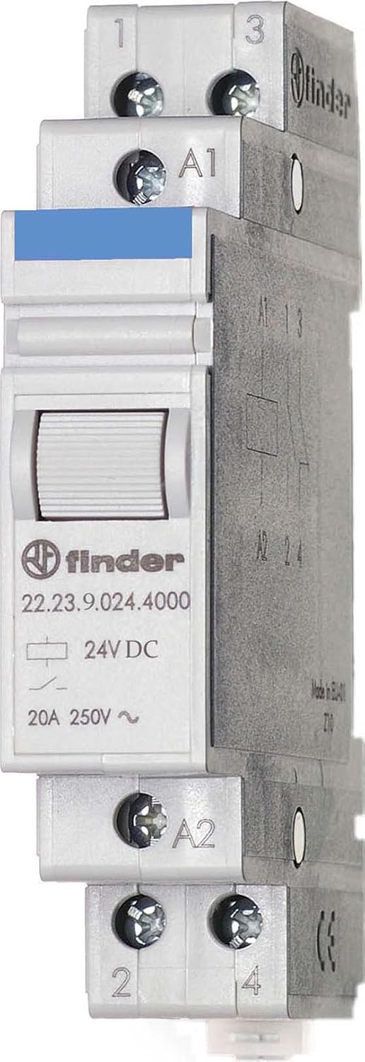 Finder 222390244000PAS Relay Module 24 Vdc 1 NO + 1 NC 20 A AgSnO2, Gray