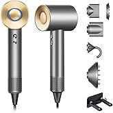 Brushless Powerful Hair Dryer, 1600W 110,000 RPM Fast Drying High Speed Blow Dryer with Negative Ion Technology, Portable Lightweight with Diffuser and Nozzle for Home Salon Travel, Grey