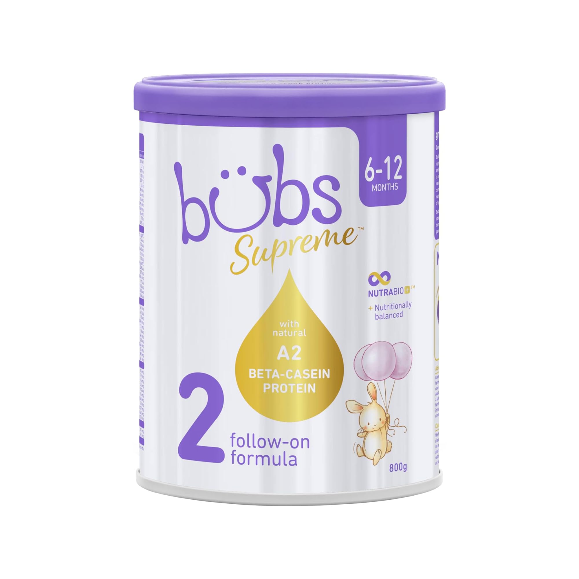 Bubs Supreme Follow-On Formula, Stage 2, Infants 6-12 months, Made with A2 Beta-Casein Protein Cows Milk, 28.2 oz