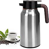 68oz Thermal Coffee Carafe, Stainless Steel Carafes for Hot Liquids 24 Hours, Insulated Coffee Carafes For Keeping Hot Coffee, Hot Water, Tea, Hot Beverage (Silver)