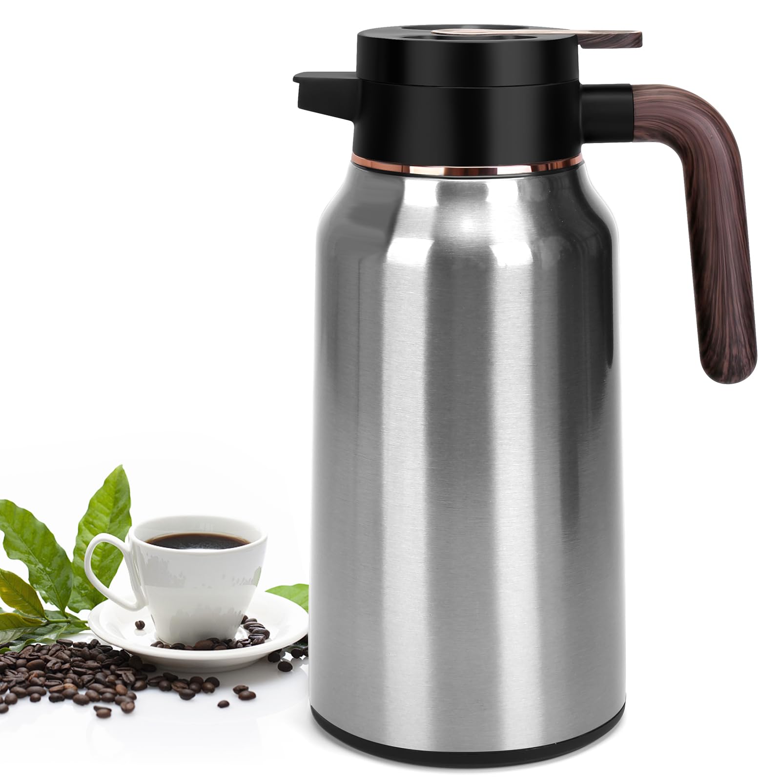 Photo 1 of 68oz Thermal Coffee Carafe, Stainless Steel Carafes for Hot Liquids 24 Hours, Insulated Coffee Carafes For Keeping Hot Coffee, Hot Water, Tea, Hot Beverage (Silver)