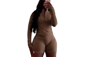 Vssjavun Women 2 Piece Outfits Sweatsuit Sets Long Sleeve Full Zip Workout Jacket Bodycon Shorts Set Tracksuit Loungewear