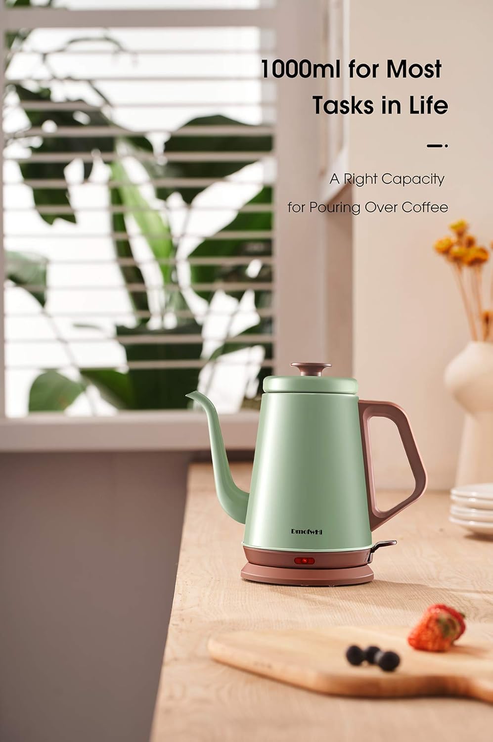 DmofwHi Gooseneck Electric Kettle(1.0L), 100% Stainless Steel BPA Free Classic Pour Over Coffee Kettle | Tea Kettle - Green: Kitchen & Dining