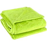 uxcell Flannel Fleece Blanket Full Size - Soft Lightweight Plush Microfiber Bed Blanket for Sofa or Couch, Machine Washable Blankets Fleeces, Yellow Green 70x78 Inch