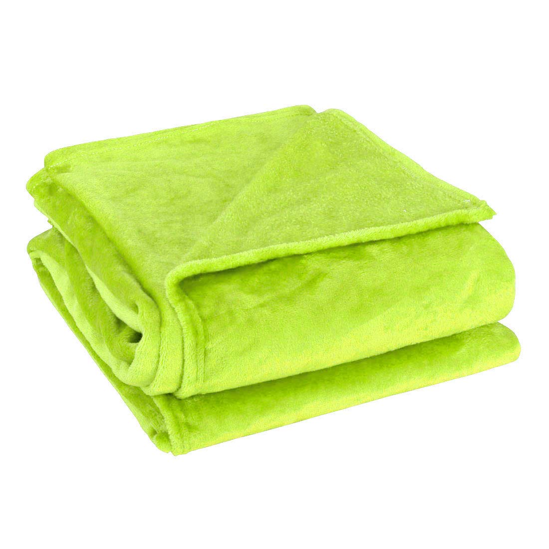 sourcing map Flannel Fleece Blanket Soft Lightweight Plush Microfiber Bed or Couch Blanket, Yellow Green 180 x 200cm