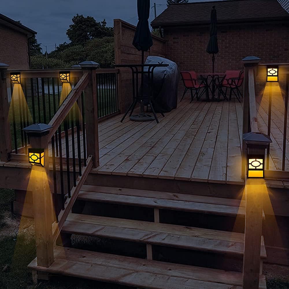 Solar Deck Lights, 6 Packs Outdoor Wall Lights Garden Decorative Fence Post Lighting - - 