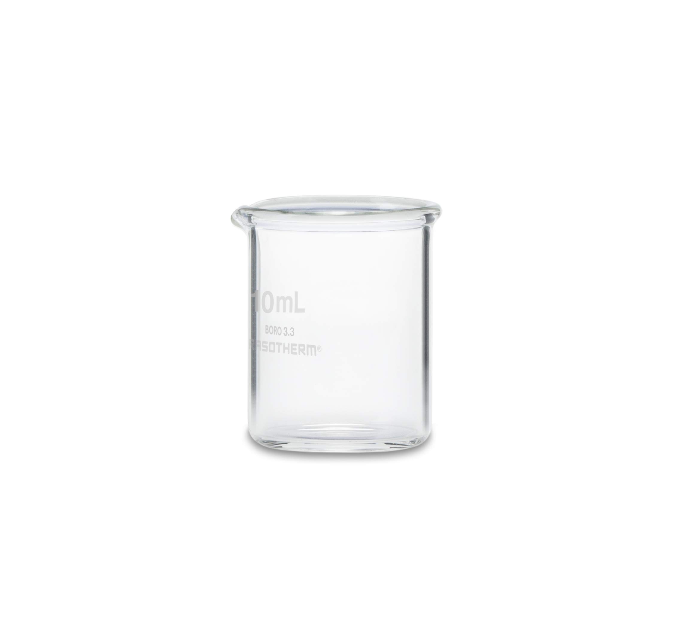 RASOTHERM Beaker Glass Low Shape with Spout (Boro 3.3) 10 ml