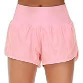 Origiwish Women's High Waisted Running Shorts with Liner Quick Dry Athletic Workout Shorts Zipper Pockets
