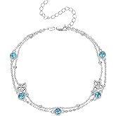 CUPENDA Turquoise Celtic Knot Bracelet for Women 925 Sterling Silver Turquoise Celtic Layered Link Birthstone Adjustable Bracelets Good Luck Irish Jewelry