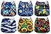 Mama Koala One Size Baby Washable Reusable Pocket Cloth Diapers, 6 Pack with 6 One Size Microfiber Inserts (Charming)