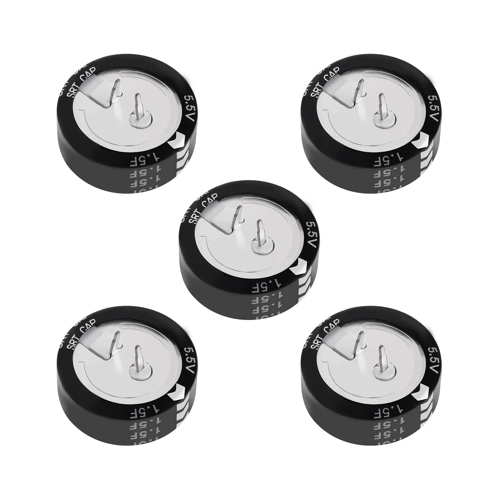 VGOL 5PCS Super Capacitor 5.5V 1.5F C-Type Button Capacitor High Energy Low Resistance High Consistency for Consumer Electronics Toys