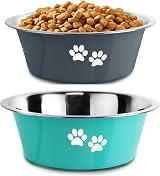 YUDANSI 860ml Dog Bowls 2 Pack Stainless Steel Food Water Bowls Non-Slip