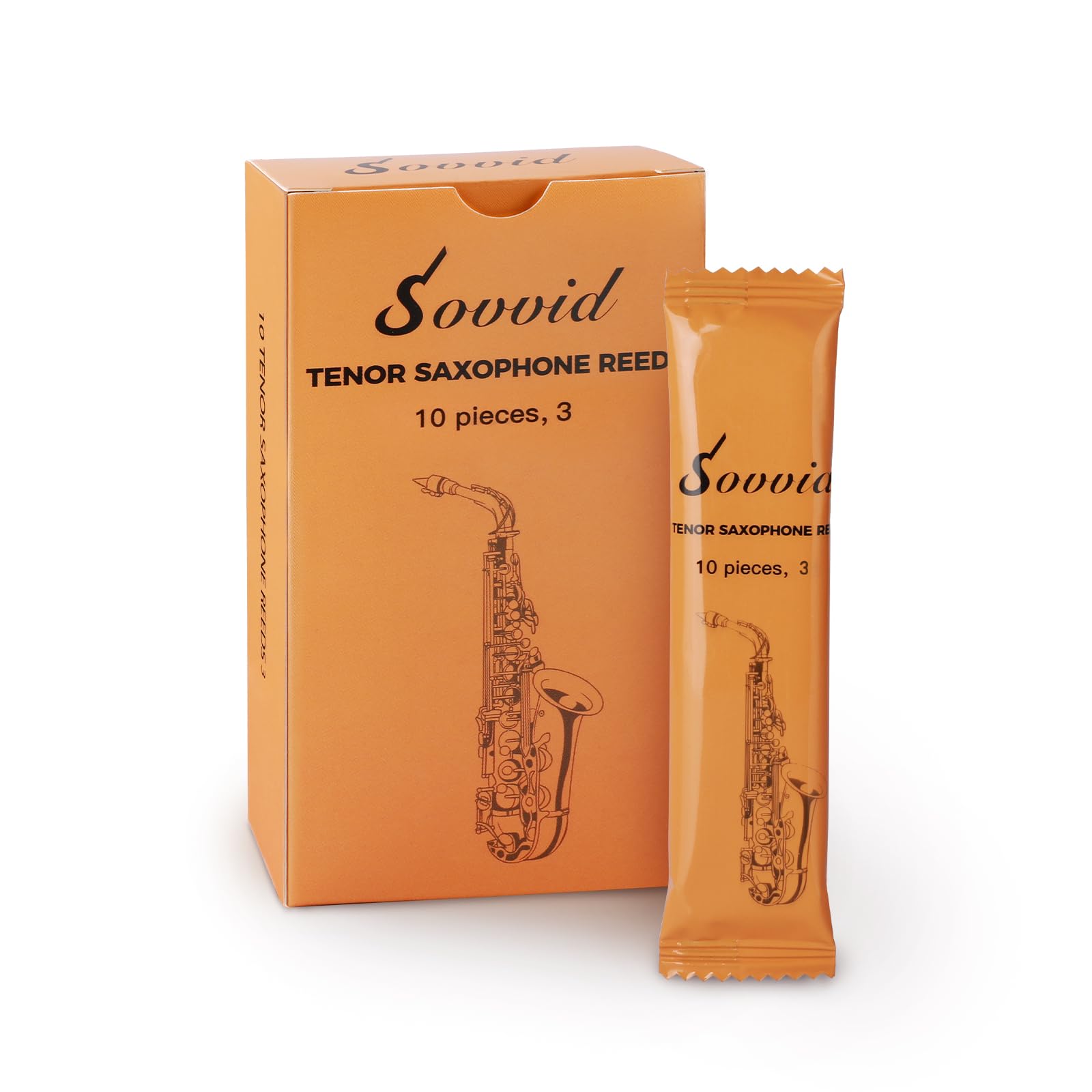 Photo 1 of Sovvid Handcrafted Tenor Saxophone Reeds 3.0 – Premium Natural Cane, Warm & Rich Tone, Durable & Consistent, Thinner Tip for Easy Play, Individually Packed with Portable Reed Case (Box of 10)