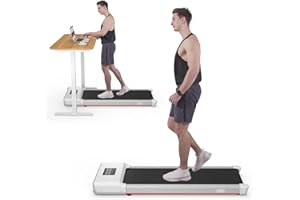 SupeRun Walking Pad, 2 in 1 Under Desk Treadmill, Walking Pad Treadmill Under Desk with 300LBS Weight Capacity, Installation-Free Walking Jogging Machine for Office Home Use (White Grey)